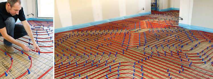 water underfloor heating installation